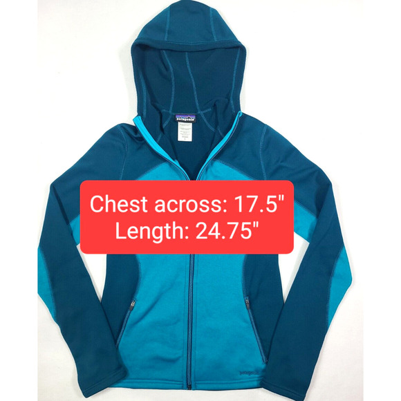 Patagonia Full Zip Hoodie Jacket Women's Size Small Blue Pockets Colorblock - Picture 4 of 5